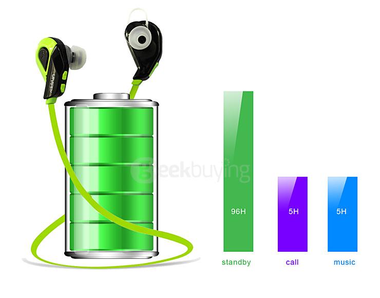 Uhappy S02 Sports Headset Stereo Bluetooth 4.1 Wireless Headset In-Ear Microphone Handfree Anti-Sweat Earphone - Green