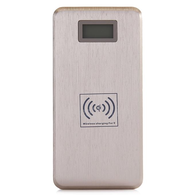 KP-W120 12000mAh Dual USB Qi Wireless Power Bank External Battery Charger w/ LCD Display For iPhone Samsung HTC - Gold