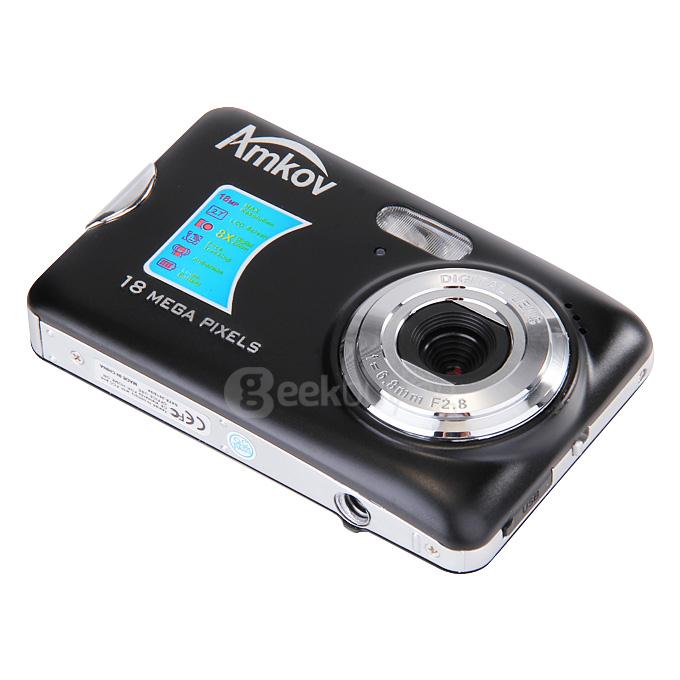 Amkov CD-FE 2.7inch TFT 18MP CMOS Wide Angle 8X Digital Zoom Digital Camera w/ SD Slot - Black