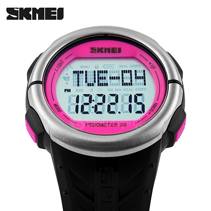 SKMEI 1058 Multifunction 50M Waterproof LED Digital Men Women Watch Heart Rate Monitor Pedometer Sport Watches Calorie Counter - Rose