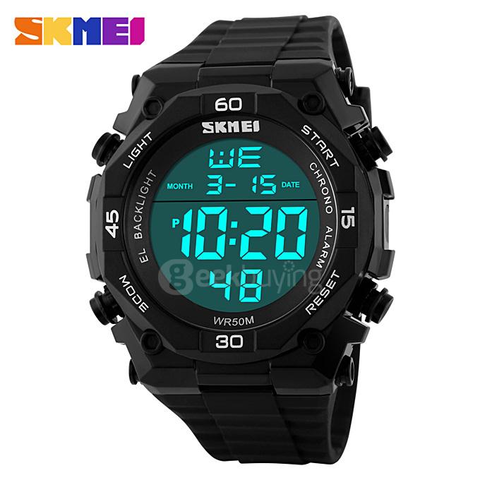 SKMEI 1130 Multifunction LED Digital Calendar Electronic Watch Waterproof Outdoor Sports Men Military Watch - Black