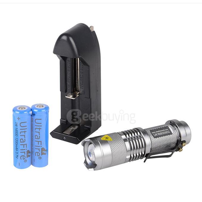 UltraFire SK68XPE 1-LED 400LM 1-Mode Cool White Light Flashlight w/ Clip - Silver