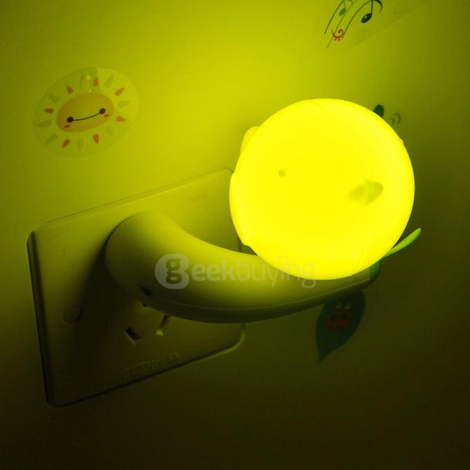 Birds LED Night Light Novel Wall Night Lamp with Wall Sticker - Yellow
