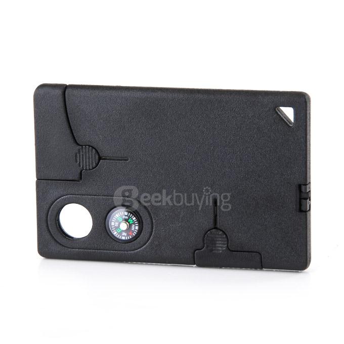 10-In-1 Multitool Card Serrated Knife Tools With Compass Magnifying Screwdriver Tweezers Can Opener