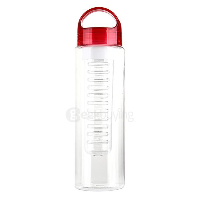 055 700ml Tritan Plastic Sport Water Bottle with Fruit Infuser - Red + Transparent