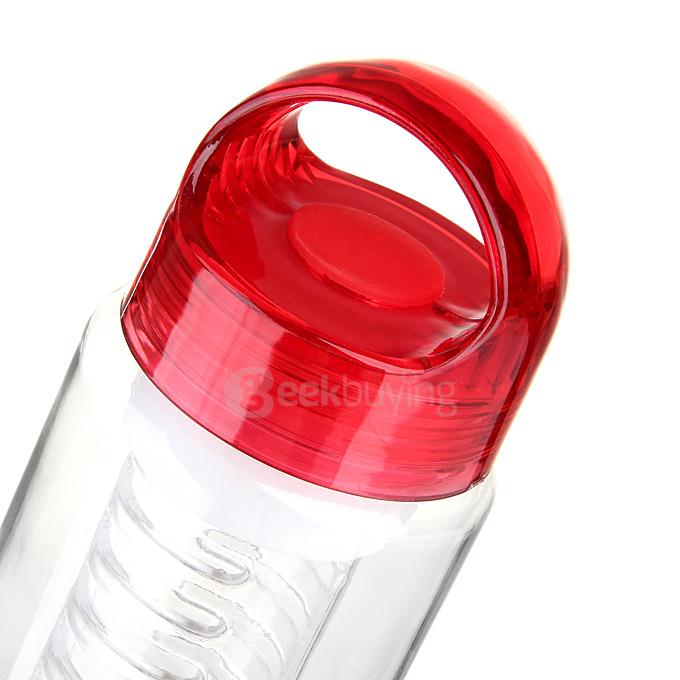 055 700ml Tritan Plastic Sport Water Bottle with Fruit Infuser - Red + Transparent