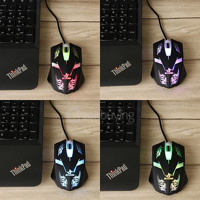 JEQANG JM-063 Professional Wired Opitcal Gaming Mouse 800/1200/1600DPI with Colorful LED Breathing Lights - Black+White