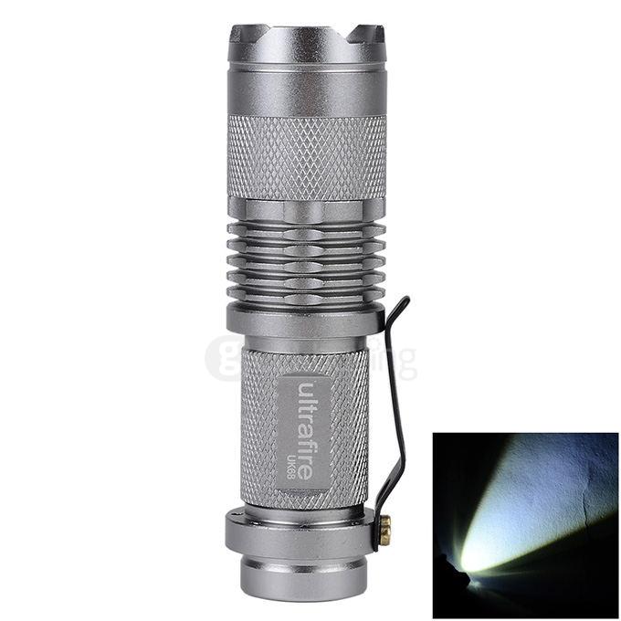 UltraFire SK68XPE 1-LED 400LM 1-Mode Cool White Light Flashlight w/ Clip - Silver