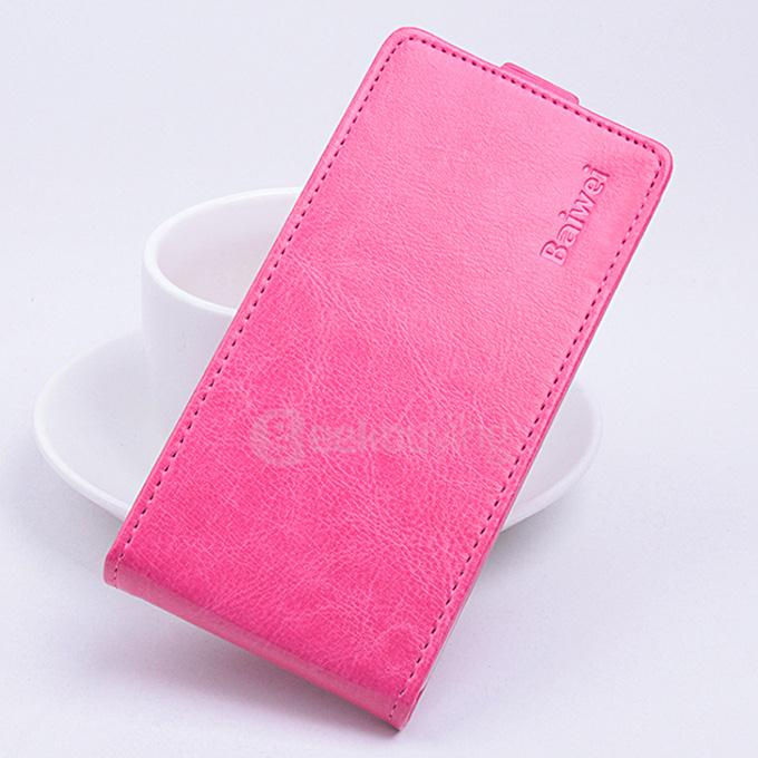 Baiwei Protective Hard Cover Up&Down Flip Stand Leather Case with Back Shell for KAZAM TROOPER X5.0 - Rose