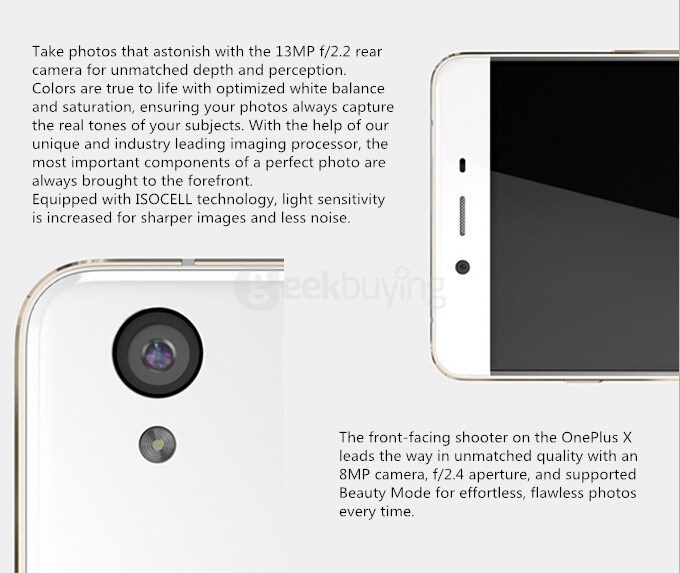 OnePlus X Onyx Basic 5.0inch FHD 1920*1080 4G LTE Android 5.1 2GB 16GB Smartphone Snapdragon 801 Quad Core 13.0MP Camera - Black