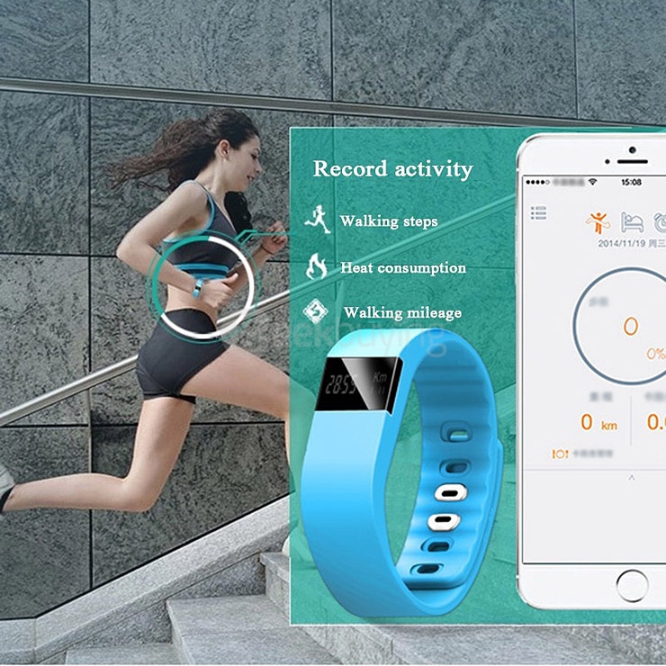 TW64 Smartband Bluetooth 4.0 Waterproof Smart Wristband Sport Activity Fitness Sleep Tracker Pedometer For iOS Android - Green