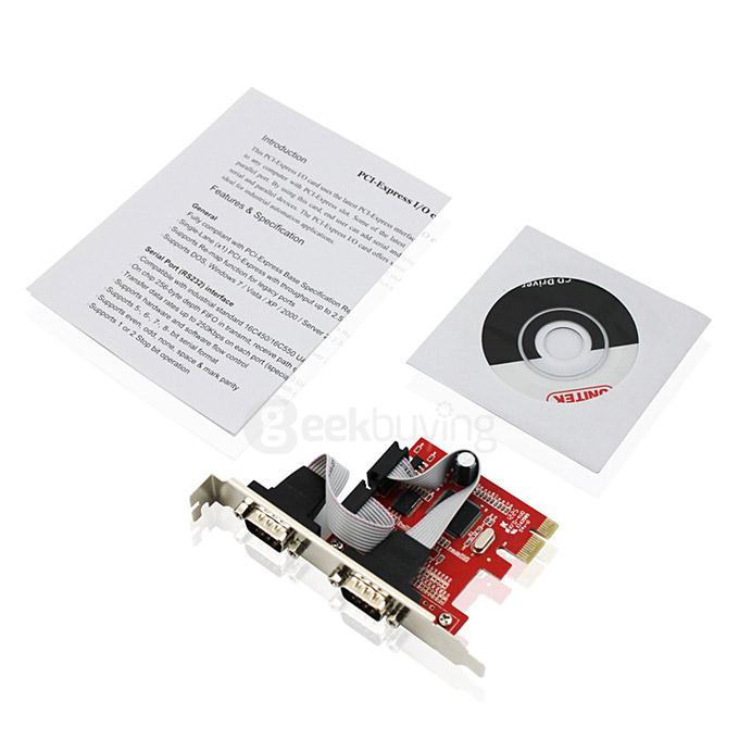 UNITEK Y-7503 PCI-E D to RS232 Desktop PCI Dual Serial Port Expansion Card