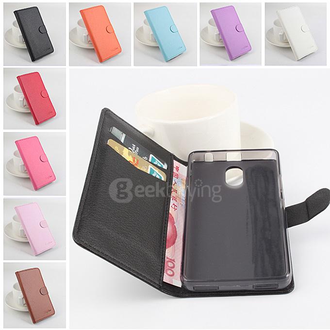 LingMao Litchi Peel Texture Protective Hard Cover Flip Stand Leather Case for Lenovo Vibe P1M 5.0inch - Rose