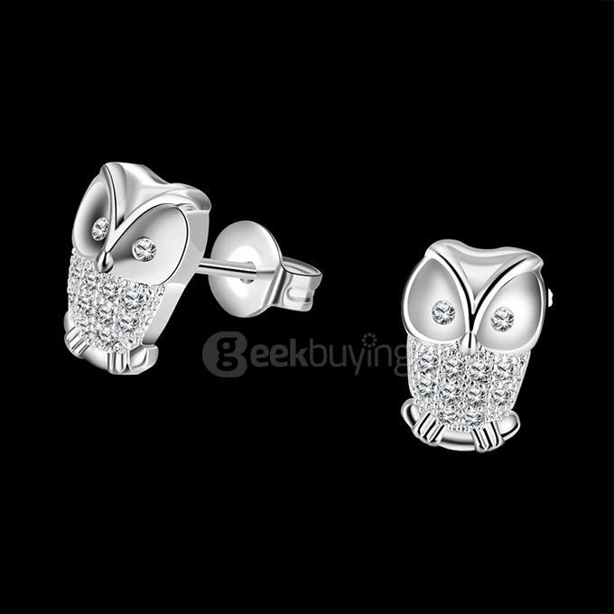 AKE001 K Gold Fashion Owl Earrings