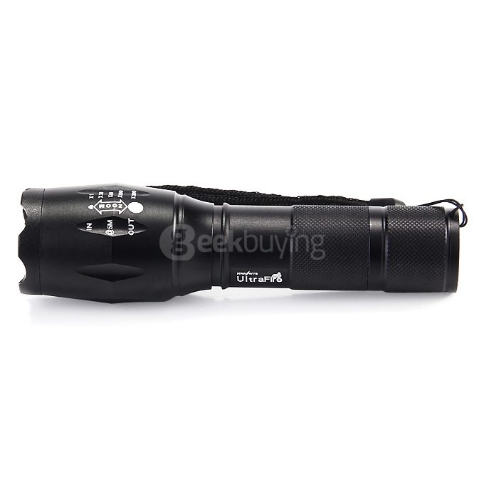 E-SMART Mini Stretch Zooming Cree XML-T6 900lm 3-Mode White Tactical Flashlight - Black