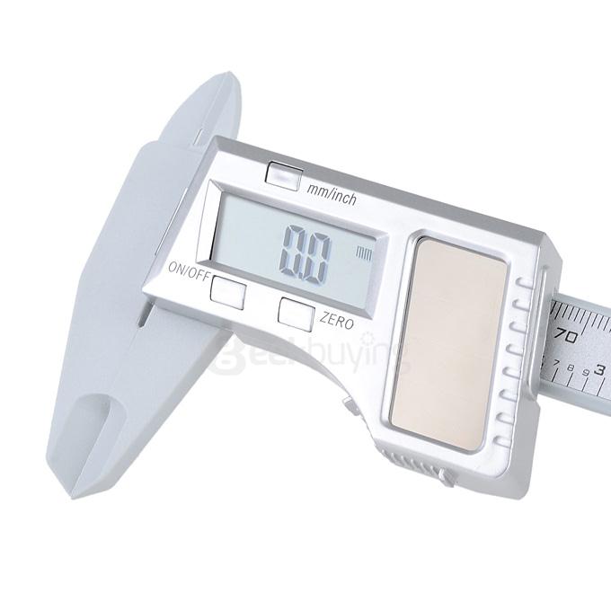 Aluminum Alloy Carbon Solar Powered Digital Caliper - silver