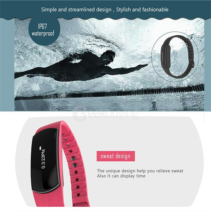 TRASENSE TS-H07 Bluetooth 4.0 Smartband Touch Screen IP67 Activity Fitness Tracker Call Reminder Alarm Clock Smart Bracelet for Android iOS - Rose
