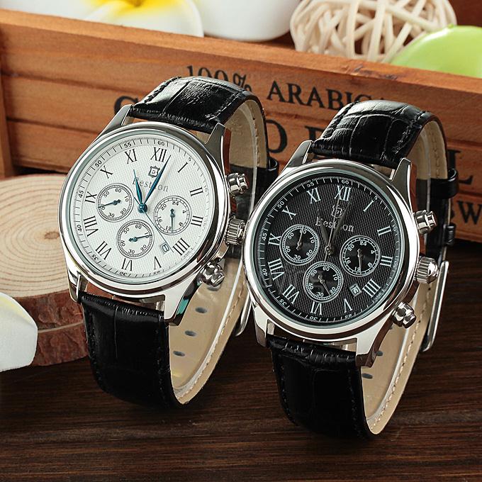 BESTDON BD9917G Men's Waterproof Watch Roman Numerals Quartz Watch with Leather Strap / Calendar / Three Small Dials