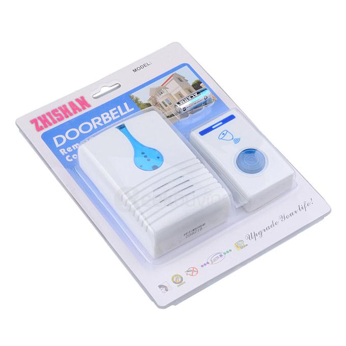501D 32-Melody Wireless Remote Control Transmitter + Receiver Doorbell Set - White + Blue