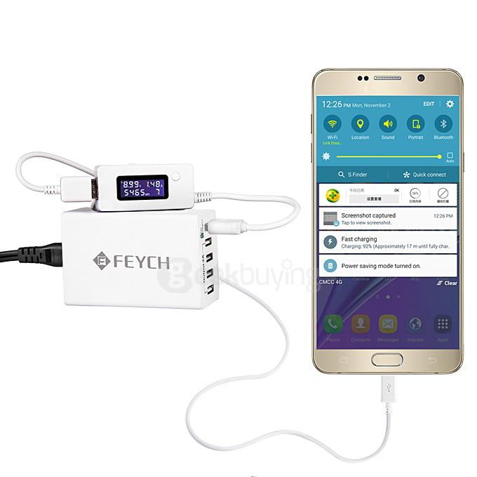 FETCH Quick Charge 2.0 50W 5Ports USB Charger Power Adapter for Smartphones - White