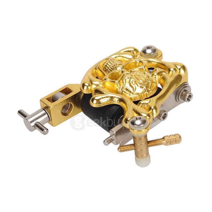 K300 Skull Tattoo Machine Metal Tattoo Machine Gun 10 Warps Coils 7000-9000 R/Minute - Golden