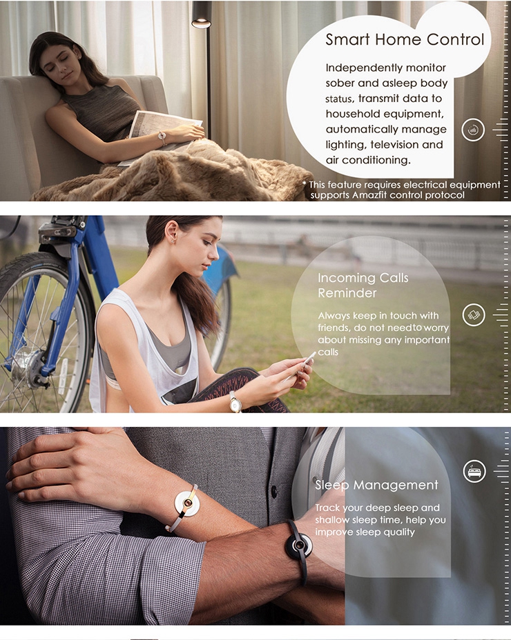 Xiaomi Amazfit Moon Frost Smart Bracelet Bluetooth 4.0 IP68 Mi Band Smart Home Control Sports Fitness Tracker with Zirconia Ceramic Dial - White