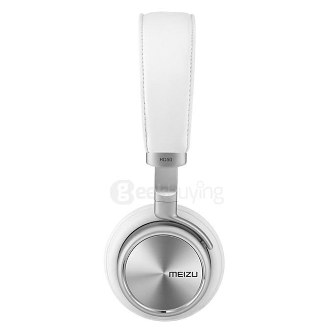Original Meizu HD50 Hi-Fi On-Ear Headphones With Microphone Stereo Bass Wired Headset Aluminium Alloy Shell - White