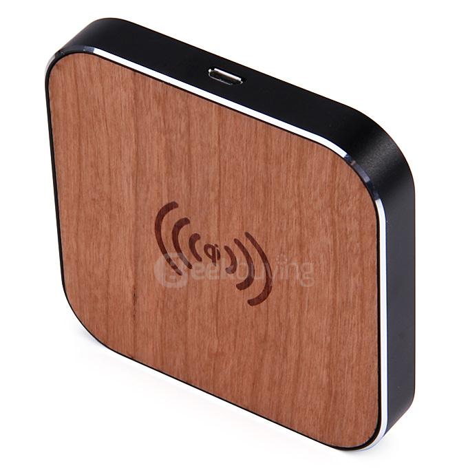 Original Portable QI Wooden Charging Stand Charging Pad Wireless Charger - Black