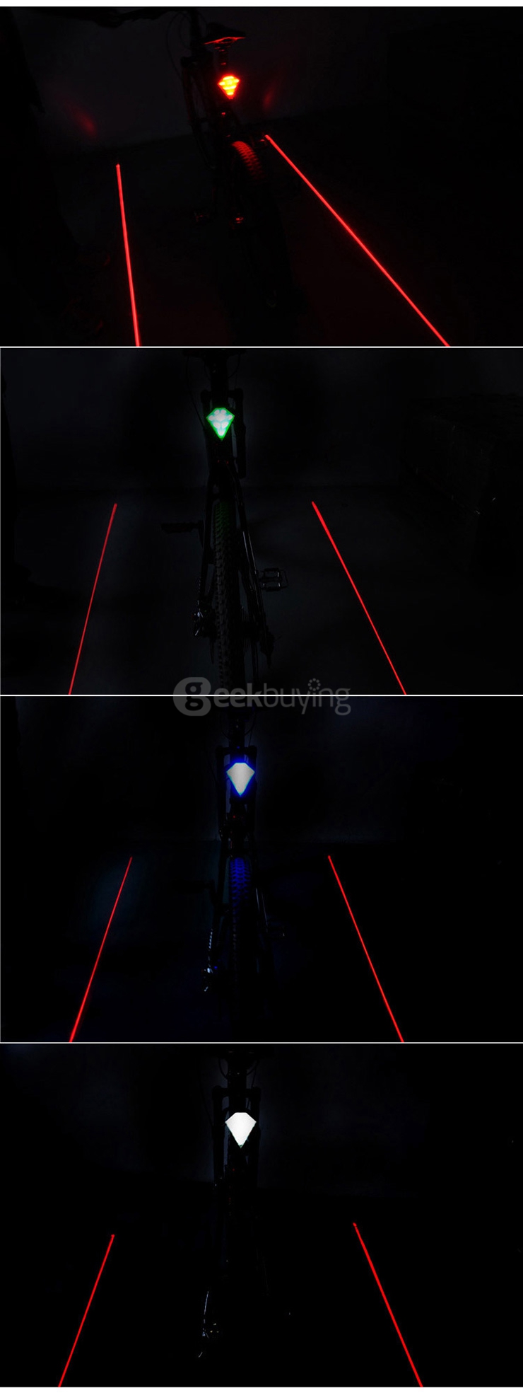 E-SMART Plug-in Bicycle Laser Tail Lights Safety Warning Lights Diamond Laser Tail Lights - Blue