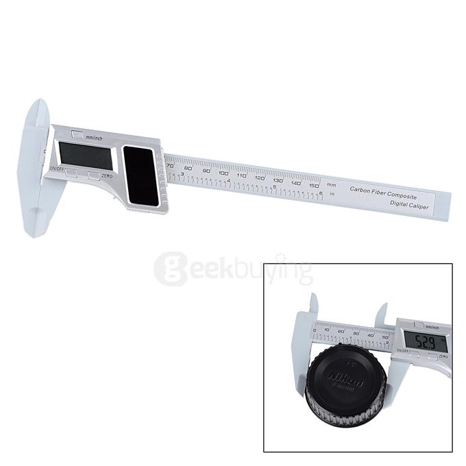 Aluminum Alloy Carbon Solar Powered Digital Caliper - silver