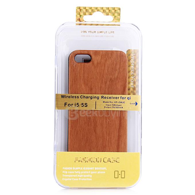 QI Wireless Charging Receiver Simple Designed for Apple iPhone 5 iPhone 5S - Cherry Wood
