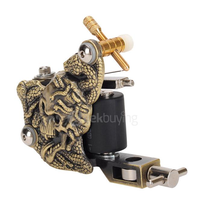 K200 Skull Casting Tattoo Machine High Stability Tattoo Machine 10 Warps Coils 7000-9000 R/Minute - Bronze