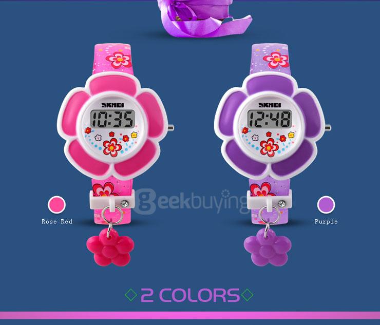 SKMEI 1144 Fashion Cute Flower-shaped Children Electronic Watch - Purple