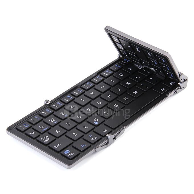 Universal Folding Mini Bluetooth 3.0 Keyboard with Metal Protective Case for Android Windows iOS Smartphones Tablets - Silver+Black