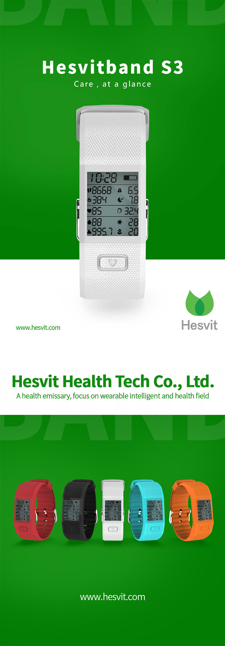 Hesvit S3 BT4.0 Smart Bracelet Watch with Fitness Tracker Automatic Activity Tracker for Andriod iOS - Red