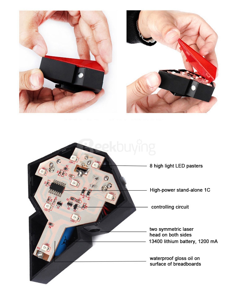 E-SMART Plug-in Bicycle Laser Tail Lights Safety Warning Lights Diamond Laser Tail Lights - Red