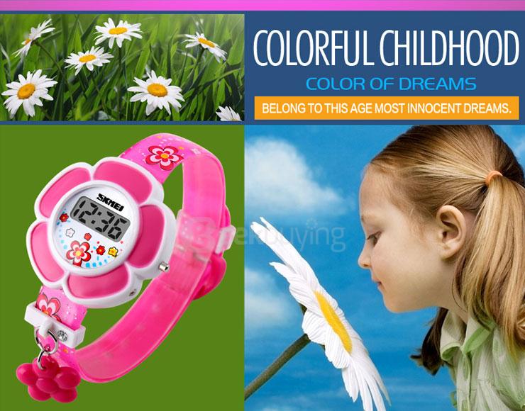 SKMEI 1144 Fashion Cute Flower-shaped Children Electronic Watch - Purple