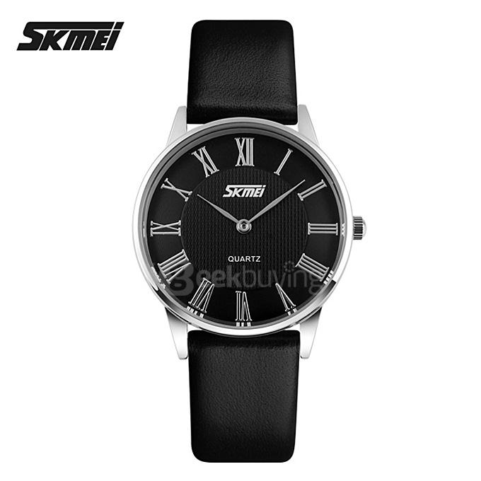 SKMEI 9092 Simple Women's Quartz Watch with Black Band - Black + Silver
