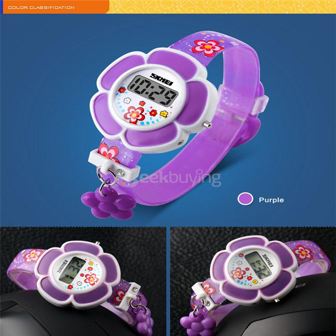 SKMEI 1144 Fashion Cute Flower-shaped Children Electronic Watch - Purple