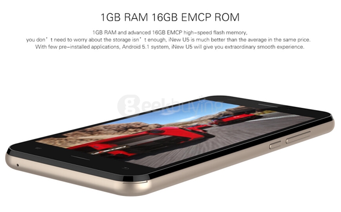 iNew U5 5.0inch IPS 1280x720 4G FDD-LTE Android 5.1 1GB RAM 16GB ROM Smartphone MT6735 Quad Core 8.0MP 2.0MP - Gray