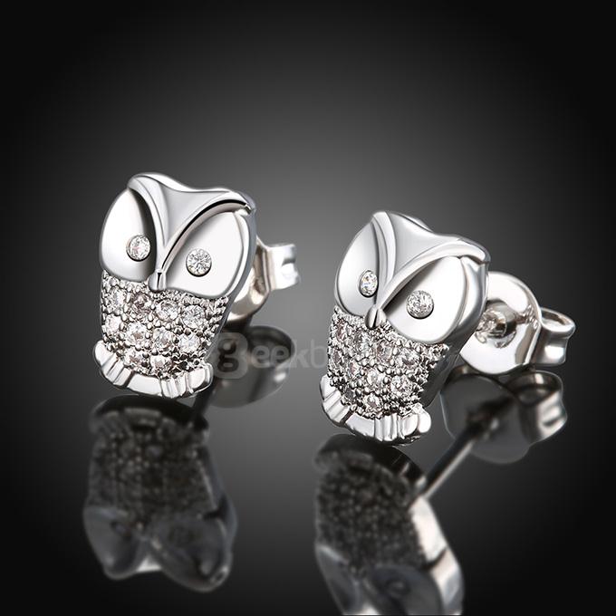 AKE001 K Gold Fashion Owl Earrings