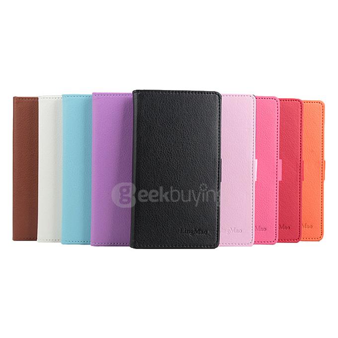 LingMao Protective Hard Cover Flip Stand Leather Case with Card Slots for ASUS Zenfone 2 Laser ZE550KL - Blue