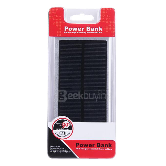 12000mAh Dual USB Solar Panel Power Bank External Backup Battery Portable Charger - Silver
