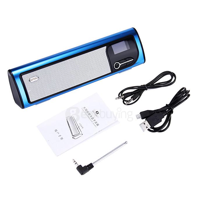Sungzu Solar TF Card Bluetooth Speaker MP3 Player - Blue
