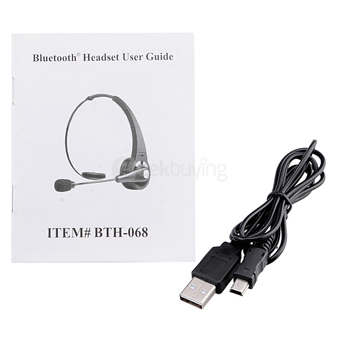 BTH-068 EU Plug Wireless USB Bluetooth Headphones Music Gaming Headset with Microphone for PS3 - Black + Blue