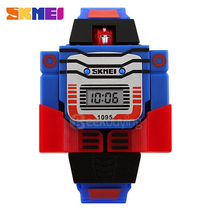 SKMEI 1095 Detachable Transformers Cartoon Robot Toys Watch LED Digital Children Kids Sports Electronic Watch - Blue