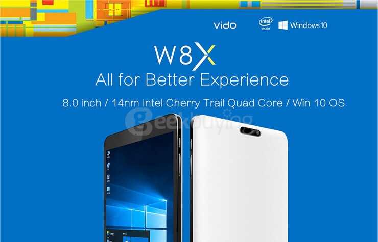 Vido W8X 8 inch Windows10 2GB/32GB Intel Cherry Trail Z8300 Quad Core 1.84GHz Tablet PC IPS 1280*800 HDMI - Black+White