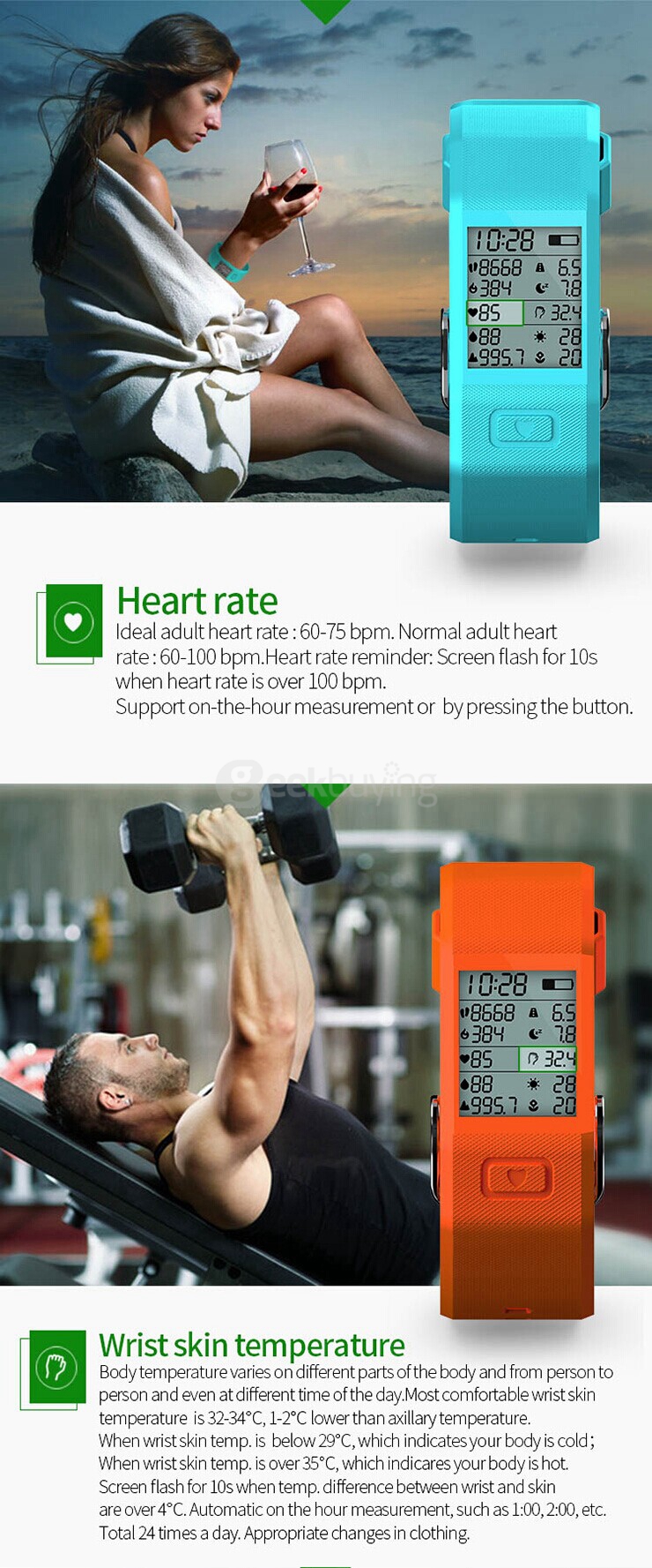 Hesvit S3 Bluetooth Smart Bracelet Watch with Fitness Tracker Automatic Activity Tracker for Andriod iOS - Black