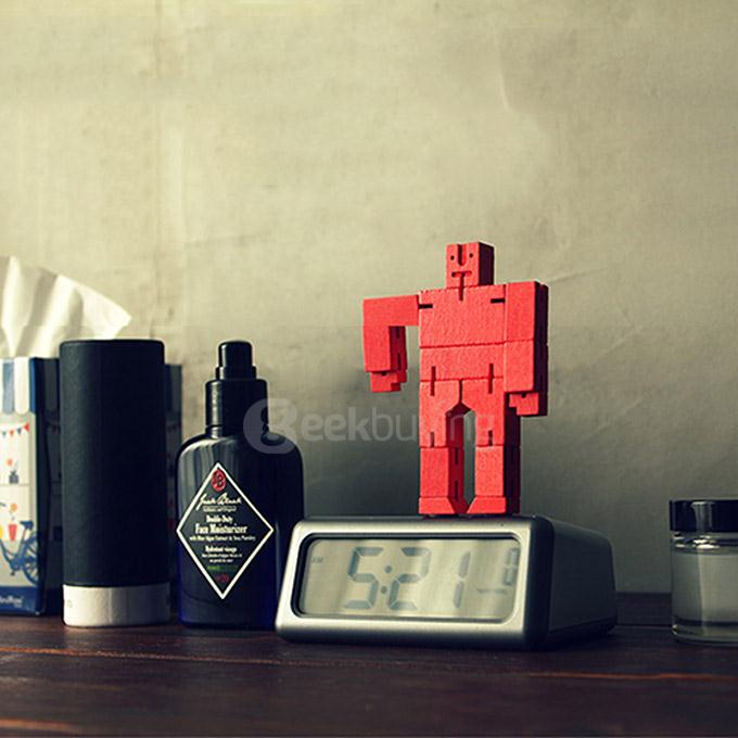 Dancer Robot Wood Cube Puzzle Magic Cube Wooden Folding Educational Toy - Red