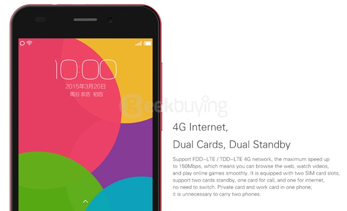 iNew U5 5.0inch IPS 1280x720 4G FDD-LTE Android 5.1 1GB RAM 16GB ROM Smartphone MT6735 Quad Core 8.0MP 2.0MP - Gold